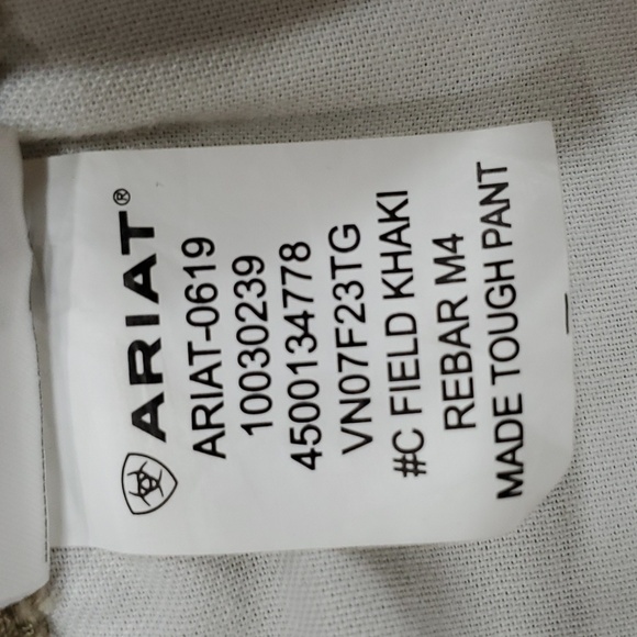 Ariat Rebar M4 pants men's 42 ×30L  field khaki  relaxed straight leg made tough - Picture 16 of 16